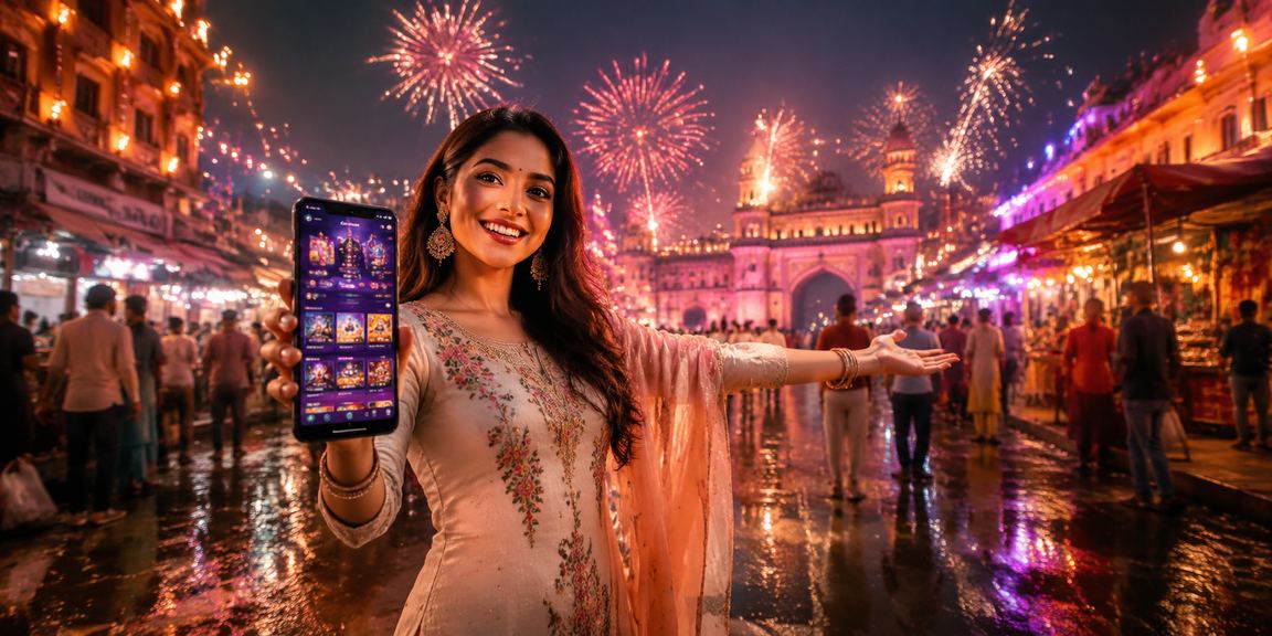 Indian woman enjoying mobile casino games