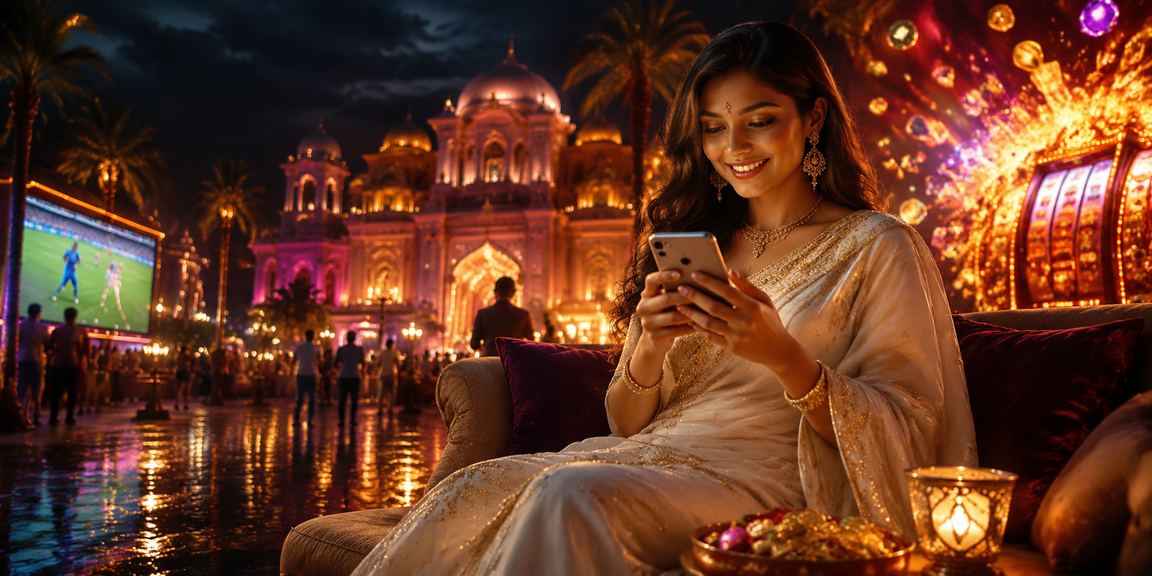 Indian woman playing slot games on mobile